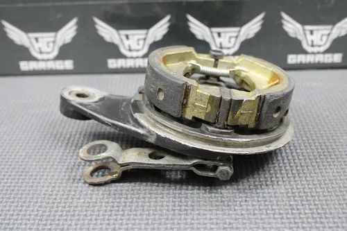1985 KAWASAKI KX80 OEM REAR BACK BRAKE DRUM ASSEMBLY PADS ARM 41035-1400