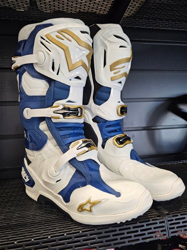 Alpinestar Tech 10 LE Boots White/ Dark Blue/ Gold