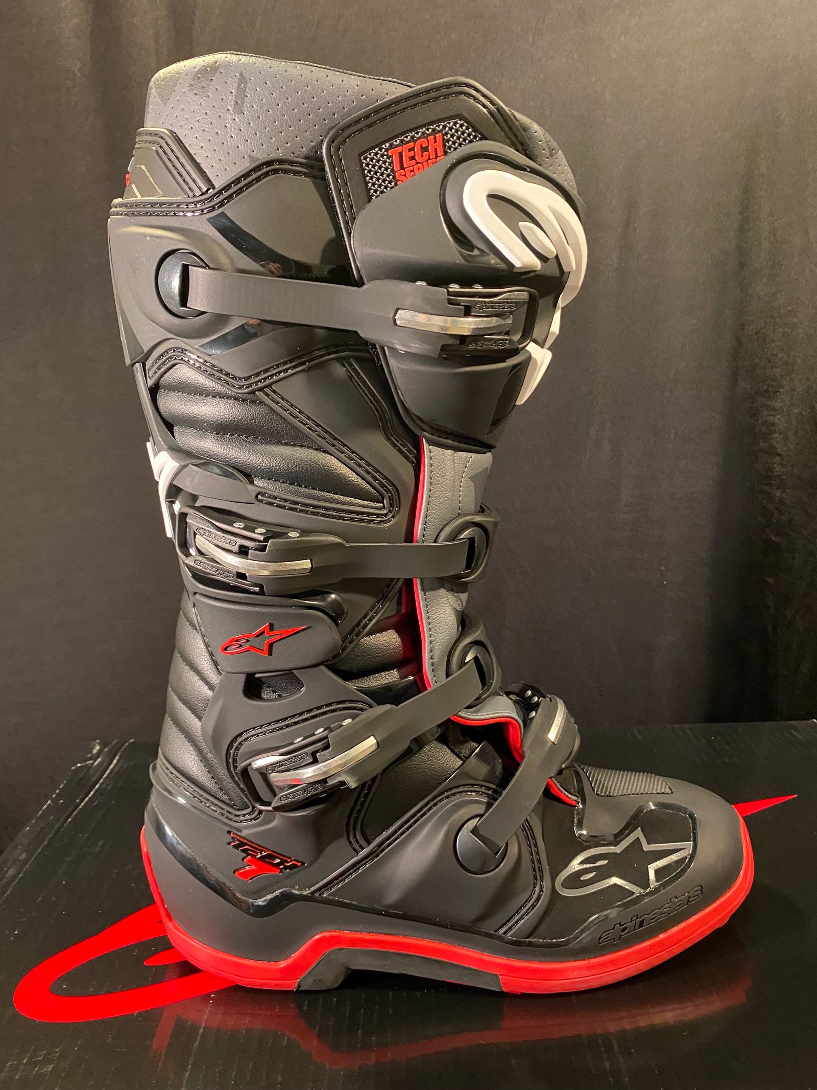 Alpinestars Stivali MX Tech 7 Enduro Grigio Chiaro/Grigio Scuro/Rosso