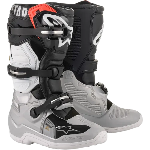 NEW Alpinestars Youth Tech 7s Boots -Black/Silver/White/Gold