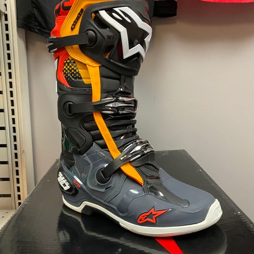 New Alpinestars Tech 10 Boots - Black/Orange/Flo Red