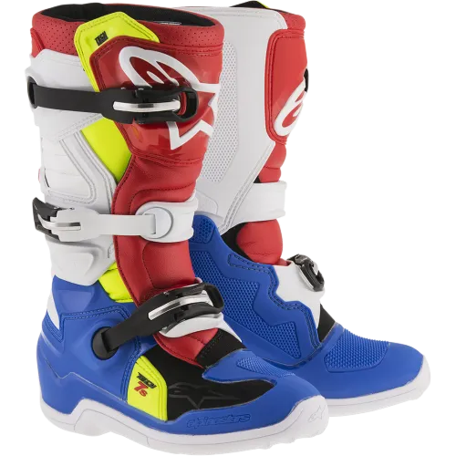 NEW Alpinestars Youth Tech 7s Boots - Blue/White/Red/Yellow