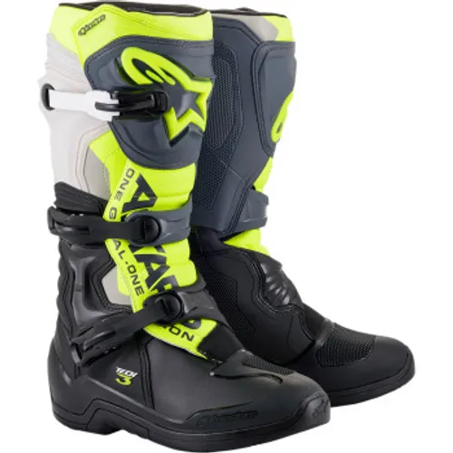 New Alpinestars Tech 3 Boots -  Black/Gray/Yellow Fluorescen