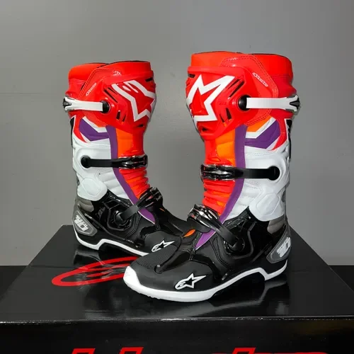 New Alpinestars Tech 10 Boots - Black/Red/Orange/White