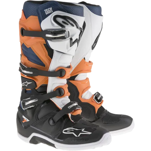 NEW Alpinestars Tech 7 Boots - Black/Orange/White/Blue