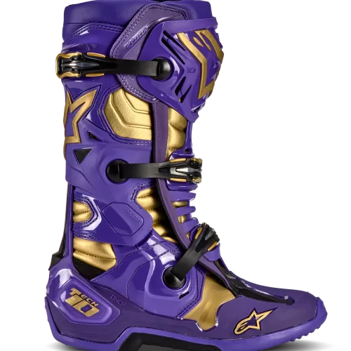 Limited Edition "Champ" Alpinestars Tech 10 Boots - Purple/Gold Size 8