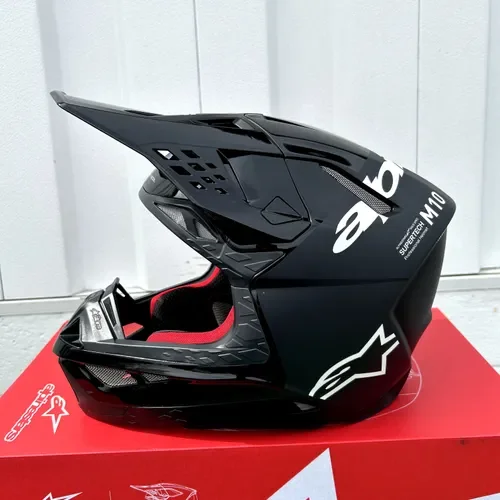 2024 Alpinestars Supertech M10 "FLOOD" Helmet - Black/Dark Gray Matte & Glossy