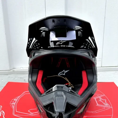 2024 Alpinestars Supertech M10 "FLOOD" Helmet - Black/Dark Gray Matte & Glossy