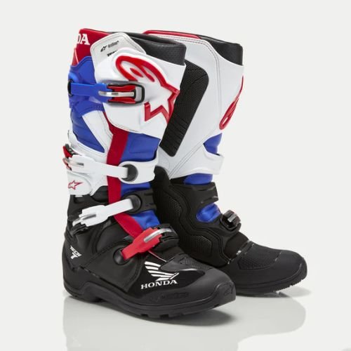 Alpinestars x Honda Tech 7 Enduro DRYSTAR® Boots - Black/White/Blue/Bright Red