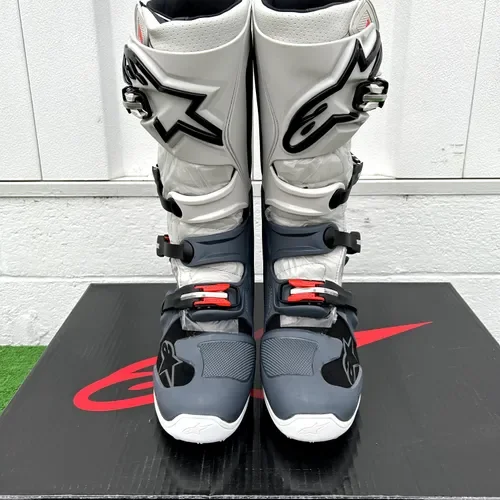 Closeout! Alpinestars Tech 7 Boots - Light Gray/Dark Gray/Red Fluo