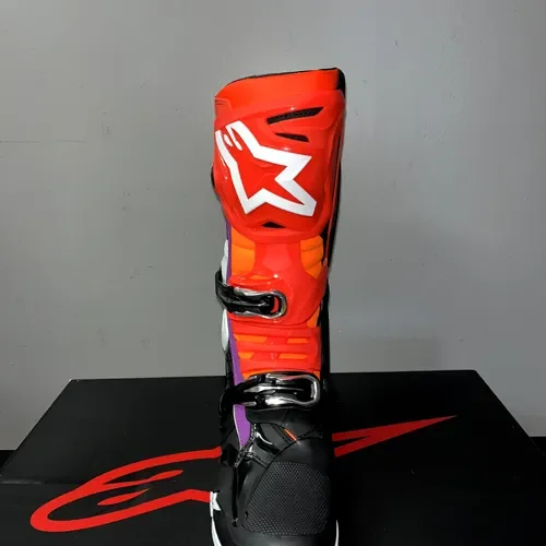 New Alpinestars Tech 10 Mx Boots - Black/Red Fluo/Orange Fluo/White