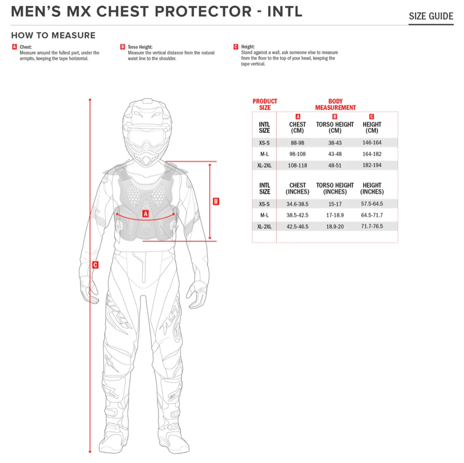 Chest online protector sizing