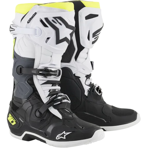New Alpinestars Tech 10 Boots - Blk/Wht/Ylw