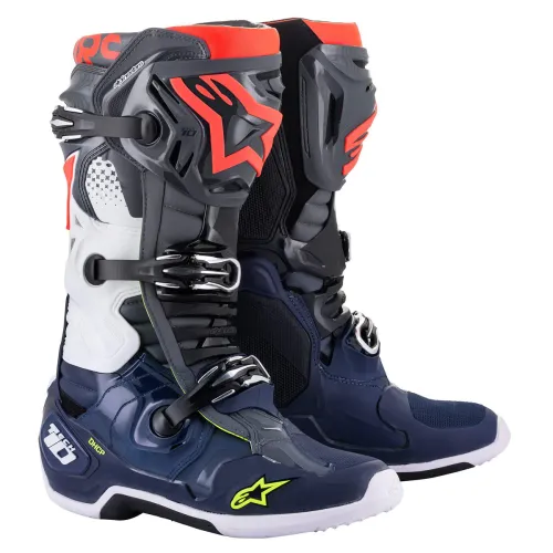 NEW Alpinestars Tech 10 Boots - Dark Gray/Dark Blue/Red
