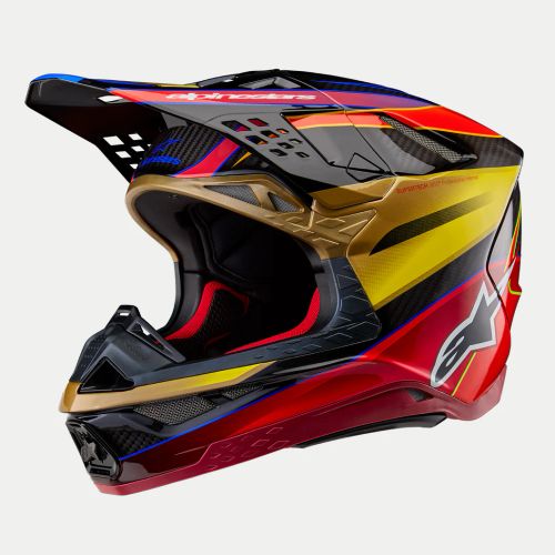 2024 Alpinestars Supertech M10 "ERA" Helmet - Gold/Yellow/Rio Red Glossy