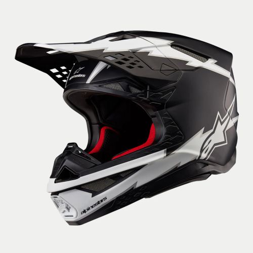 2024 Alpinestars Supertech M10 "AMPRESS" Helmet - Black/White Matte