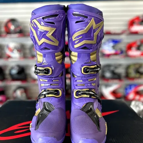 Limited Edition "Champ" Alpinestars Tech 10 Boots - Purple/Gold Size 8