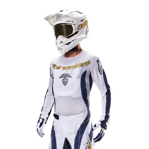 Limited Edition "Dress Whites" Alpinestars Techstar Gear Combo - Navy Blue/White