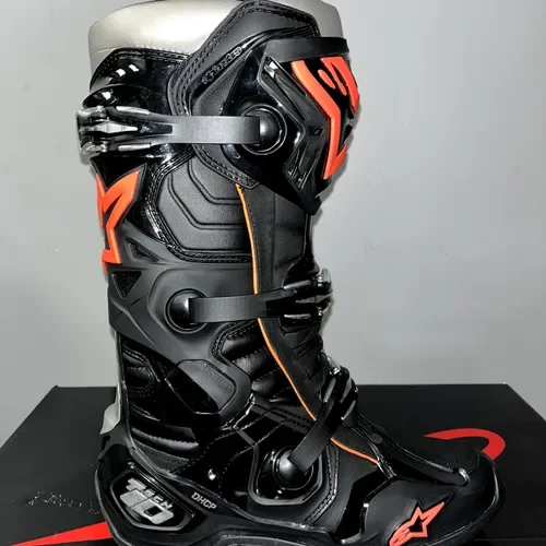 New Alpinestars Tech 10 Mx Boots - Black/Red Fluo