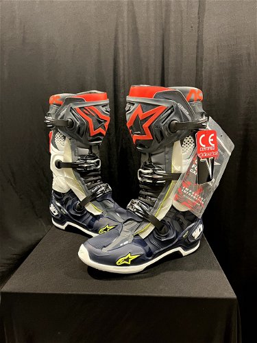 Closeout Alpinestars Tech 10 Boots - Size 13 - Dark Gray/Dark Blue/Red
