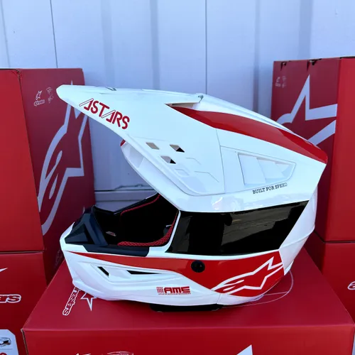 BLOWOUT Alpinestars SM5 Helmet Size Medium - White/Red Glossy