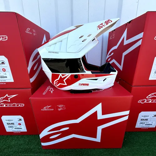BLOWOUT Alpinestars SM5 Helmet Size Medium - White/Red Glossy