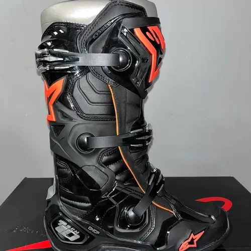 NEW Alpinestars Tech 10 Mx Boots - Black/Red Fluorescent 