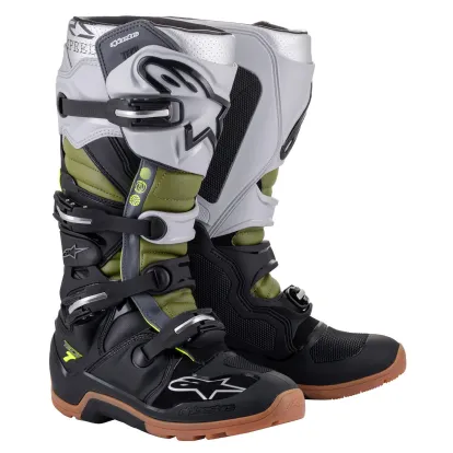 Alpinestars Tech 7 Enduro Boots- Black/Silver/Military Green