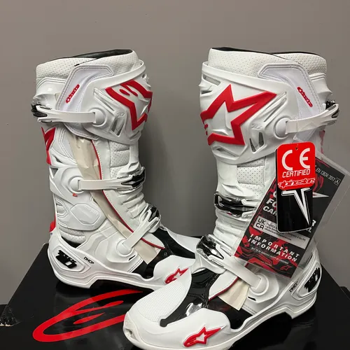 NEW Alpinestars Tech 10 Supervented Mx Boots - White/Red