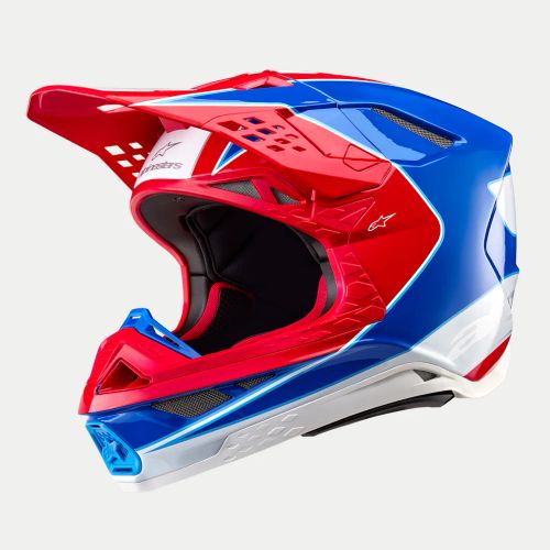 2024 Alpinestars Supertech M10 "AEON" Helmet - Bright Red/Blue Glossy