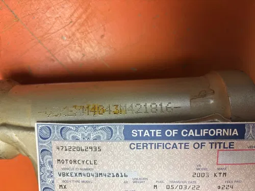 2003 California Main Frame 2003 KTM 450 EXC 525 MXC 400 SX