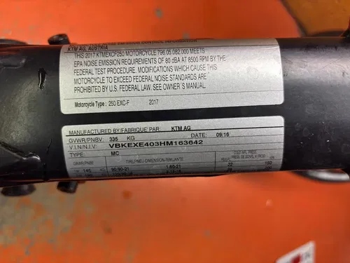 2017 KTM 350 EXC-F California Main Frame 7900310110033 250 EXCF 2017-2019