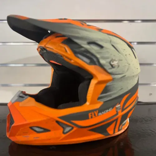 FLY RACING TOXIN RESIN HELMET MATTE ORANGE/KHAKI MD