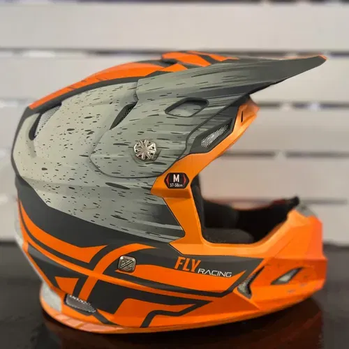 FLY RACING TOXIN RESIN HELMET MATTE ORANGE/KHAKI MD