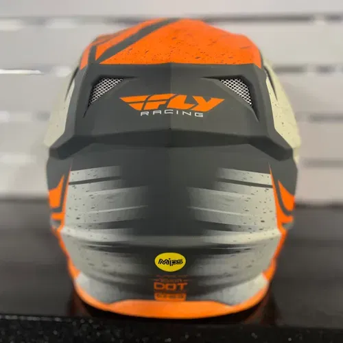 FLY RACING TOXIN RESIN HELMET MATTE ORANGE/KHAKI MD
