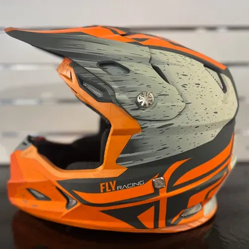 FLY RACING TOXIN RESIN HELMET MATTE ORANGE/KHAKI MD