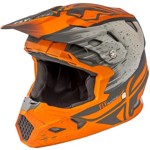 FLY RACING TOXIN RESIN HELMET MATTE ORANGE/KHAKI MD