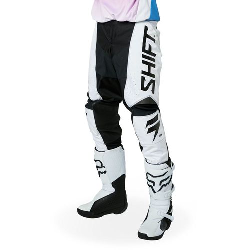 SHIFT WHITE LABEL TRAC PANTS - WHITE/BLACK