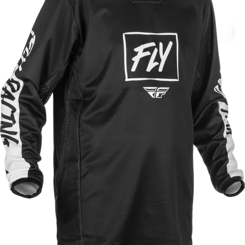 FLY RACING YOUTH KINETIC REBEL JERSEY BLACK/WHITE - ON SALE!