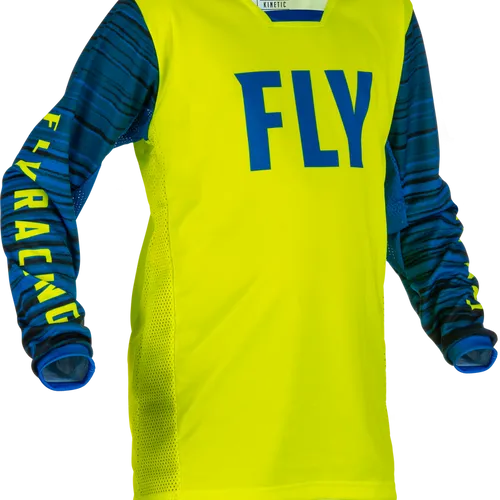 FLY RACING YOUTH KINETIC WAVE JERSEY HI-VIS/BLUE YOUTH XL