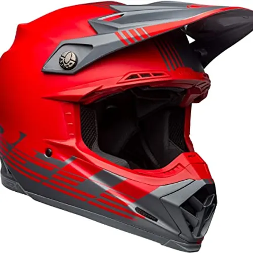 BELL Moto-9 Flex Dirt Helmet (Louver Matte Gray/Red - Large)