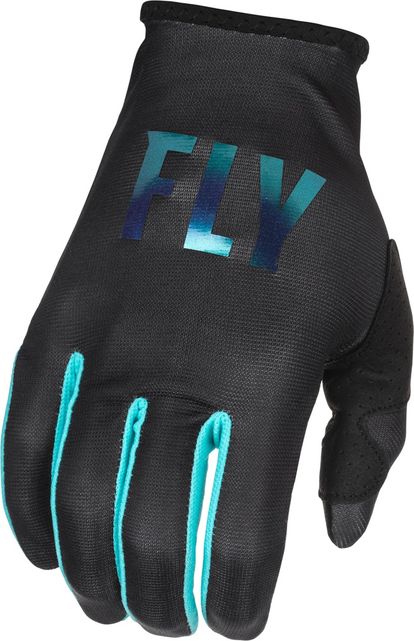 FLY RACING GIRL'S LITE GLOVES - BLACK/AQUA - YOUTH LARGE