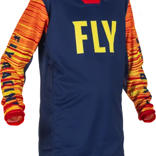 Fly Racing Youth Kinetic Wave Jersey - Navy/Yellow/Red - Youth XL - 375-526YX