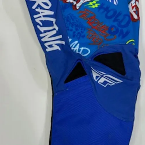 USED YOUTH FLY RACING KINETIC REBEL PANTS BLUE SIZE - 24