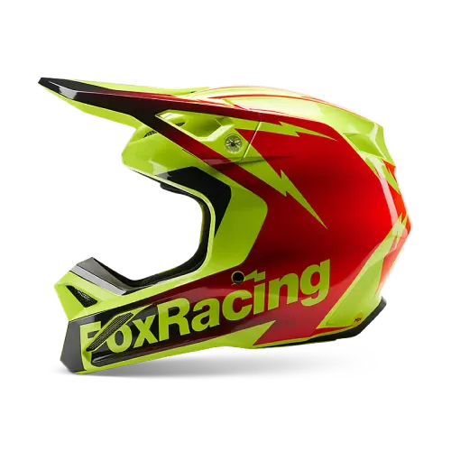 FOX RACING V1 STATK HELMET [RED/YELLOW]