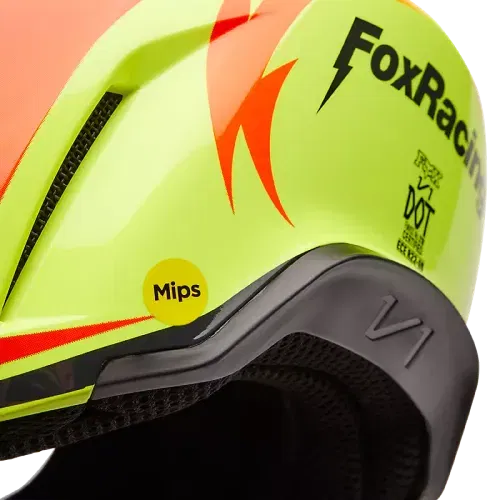 FOX RACING V1 STATK HELMET [RED/YELLOW]