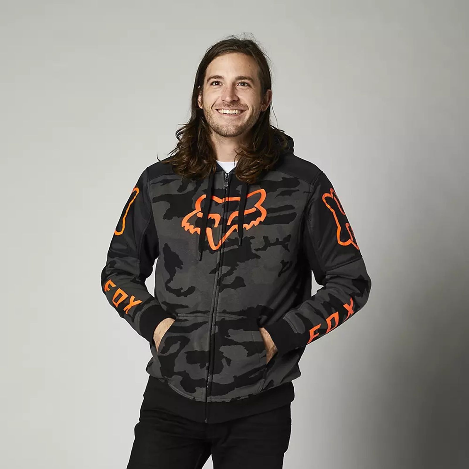 FOX PAYDIRT SASQUATCH ZIP HOODIE BLACK CAMO LARGE