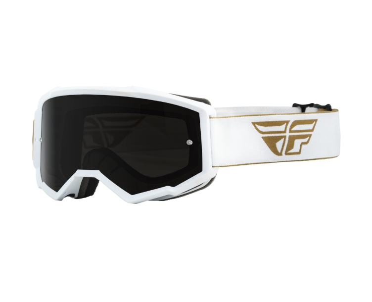 FLY RACING YOUTH ZONE GOGGLE GOLD/WHITE W/ DARK SMOKE/SMOKE LENS - 37-51723