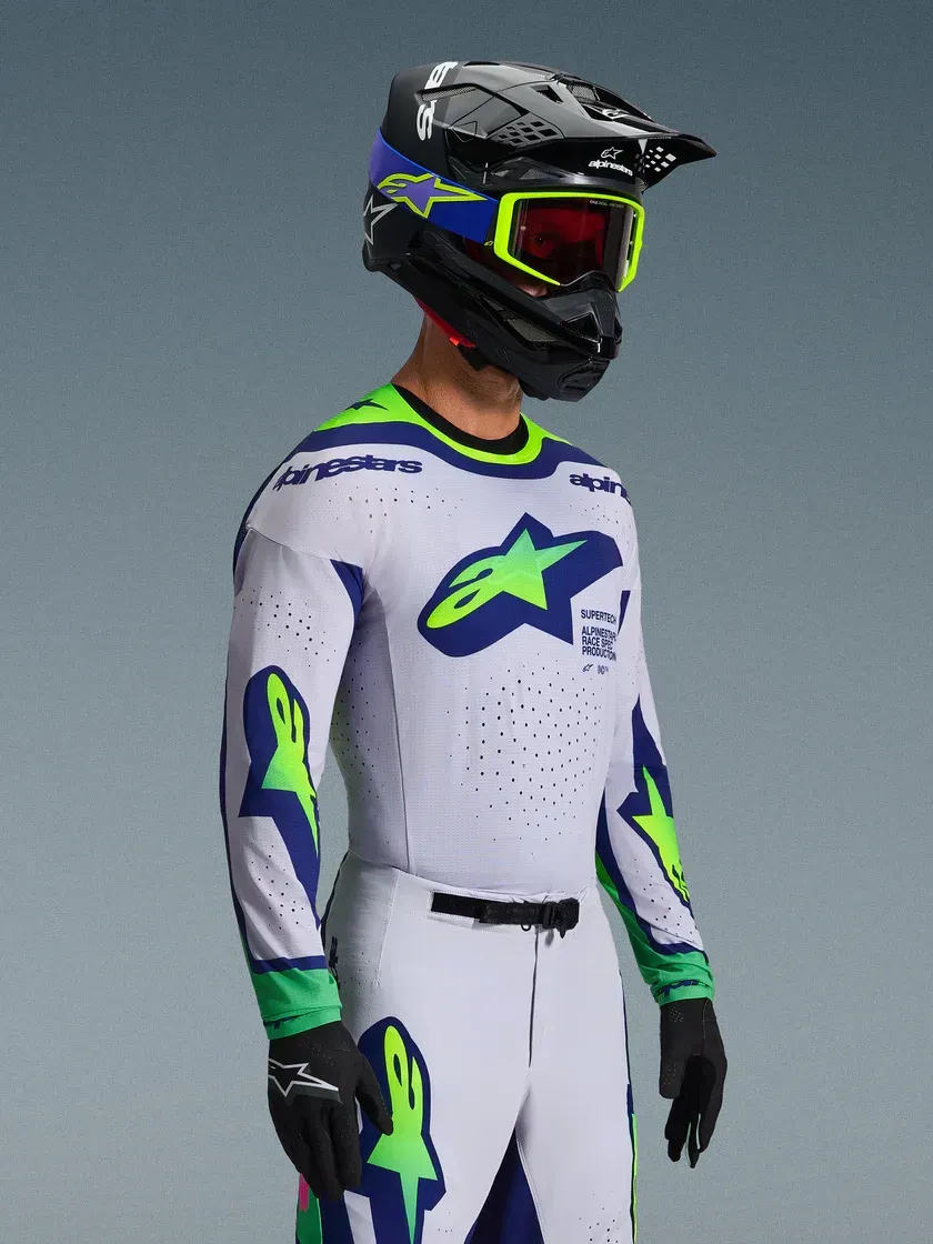 2026 Alpinestars Supertech Vista Jersey - Light Gray/Yellow Fluo/Blue