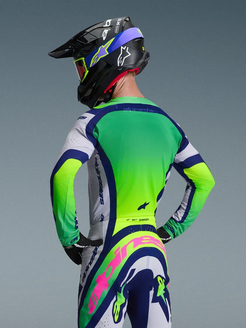 2026 Alpinestars Supertech Vista Jersey - Light Gray/Yellow Fluo/Blue